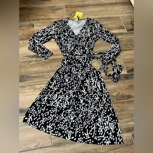 DVF X Target Elegant Black and White Patterned wrap Dress